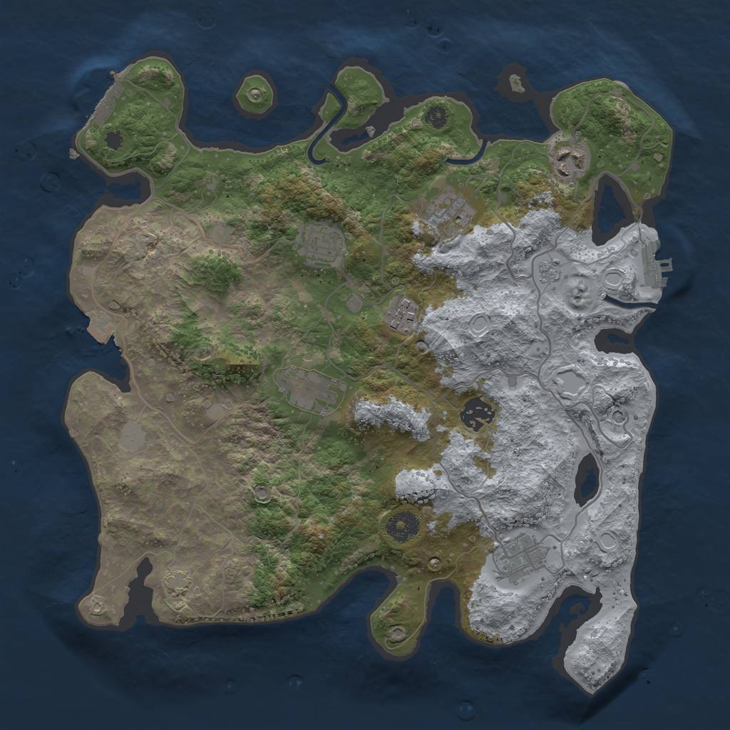 Rust Map: Procedural Map, Size: 3450, Seed: 66944665, 15 Monuments