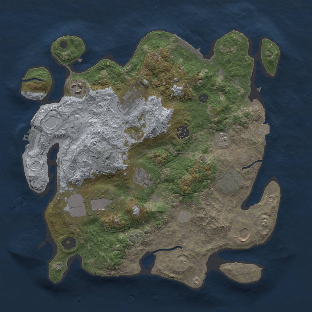 Rust Map: Procedural Map, Size: 3500, Seed: 64122386, 16 Monuments