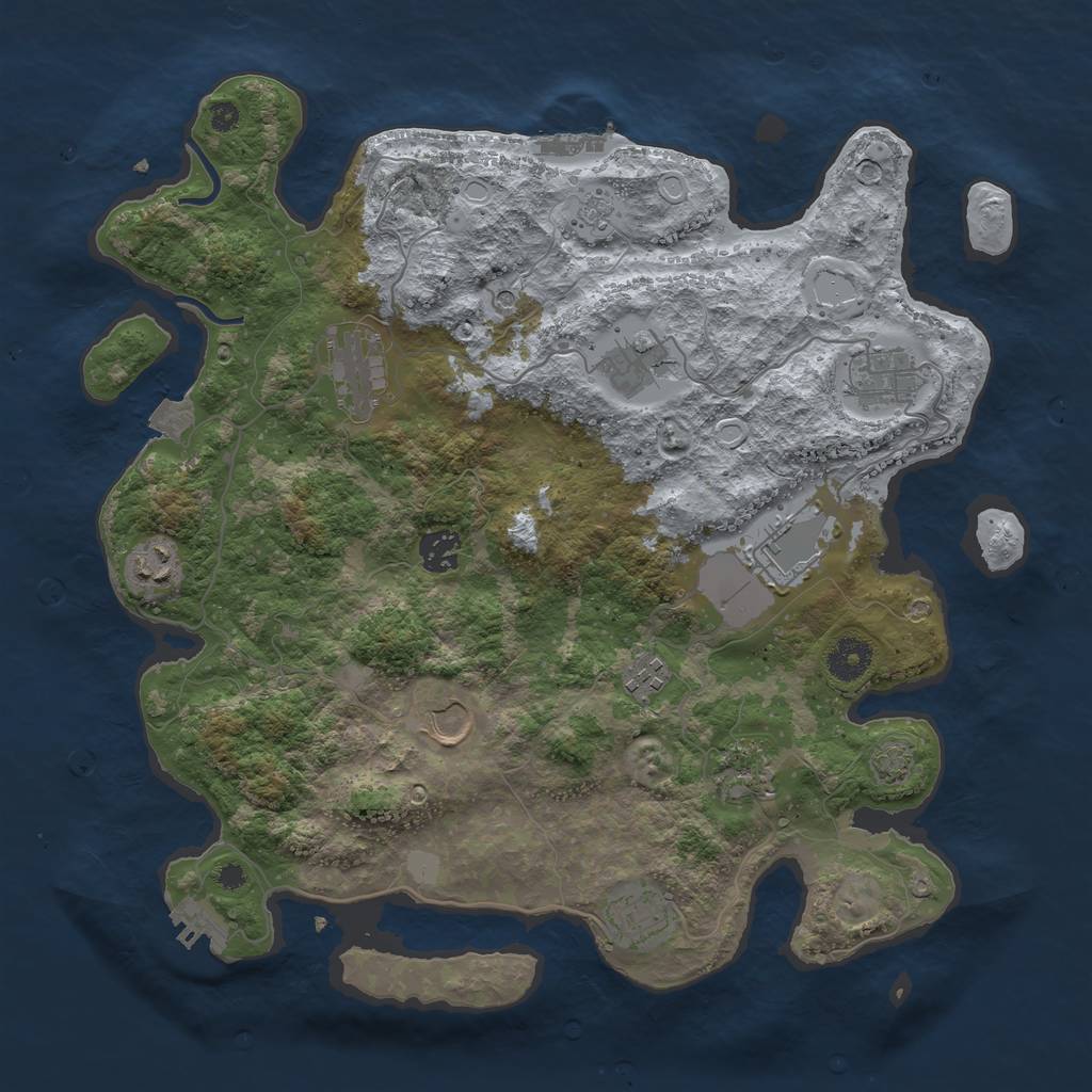 Rust Map: Procedural Map, Size: 3750, Seed: 28, 18 Monuments