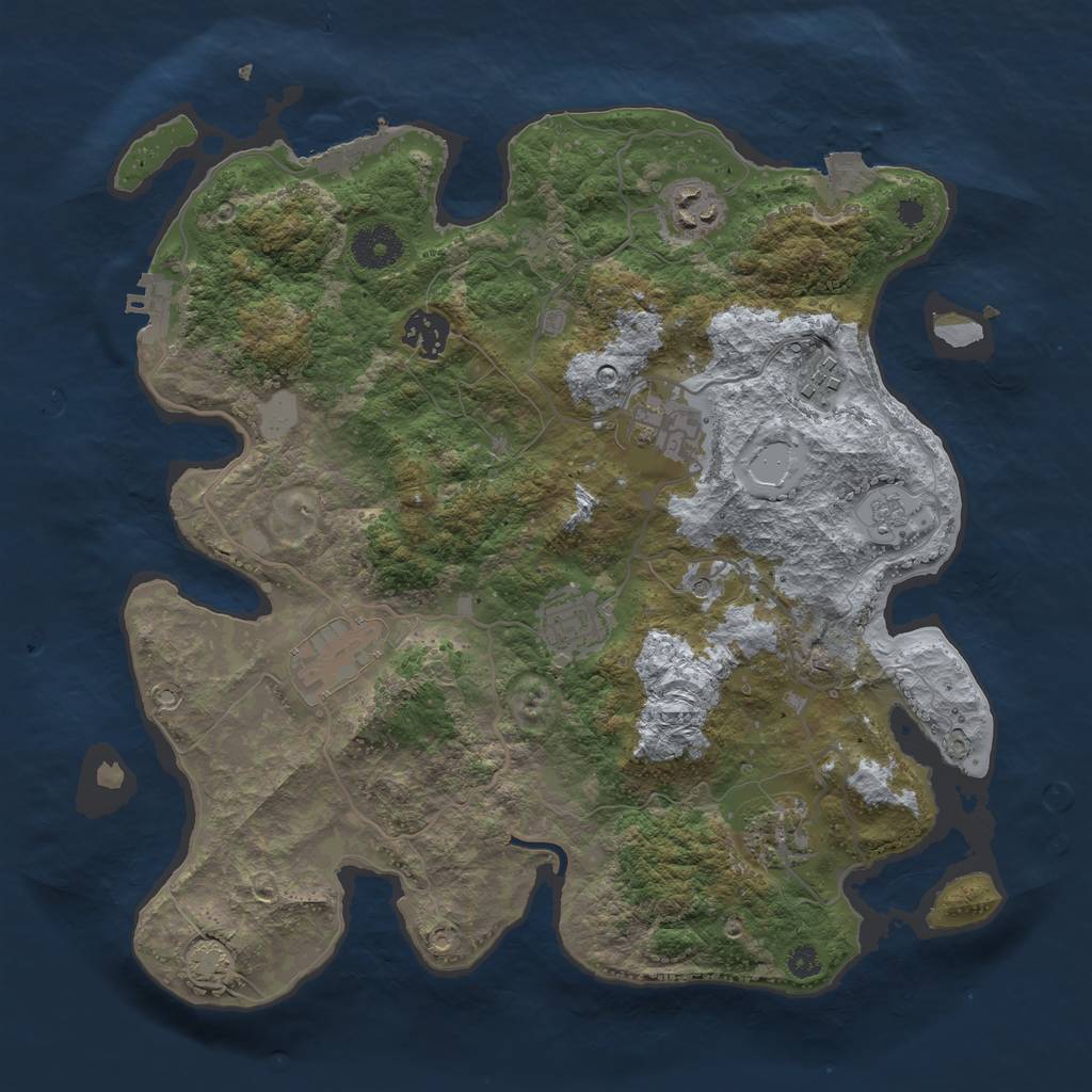 Rust Map: Procedural Map, Size: 3450, Seed: 69574681, 15 Monuments