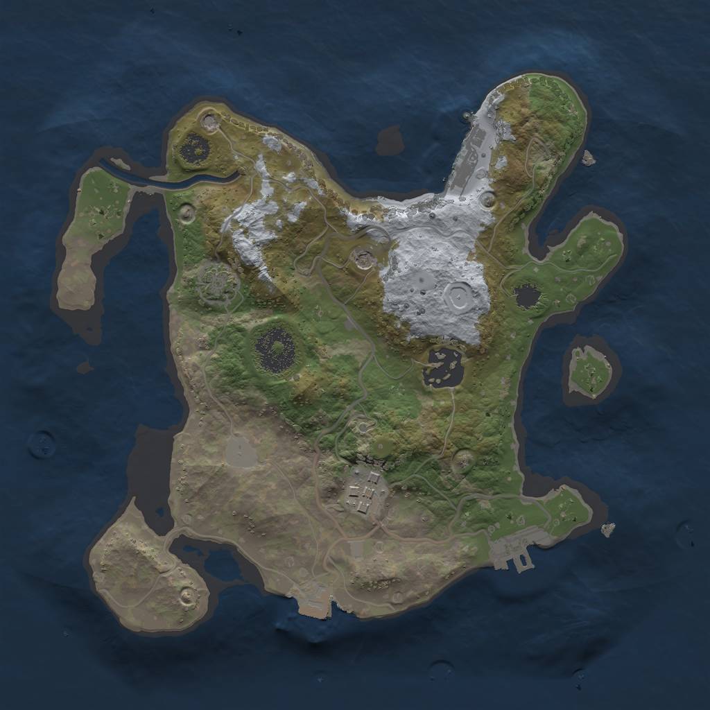 Rust Map: Procedural Map, Size: 2500, Seed: 1856206871, 9 Monuments