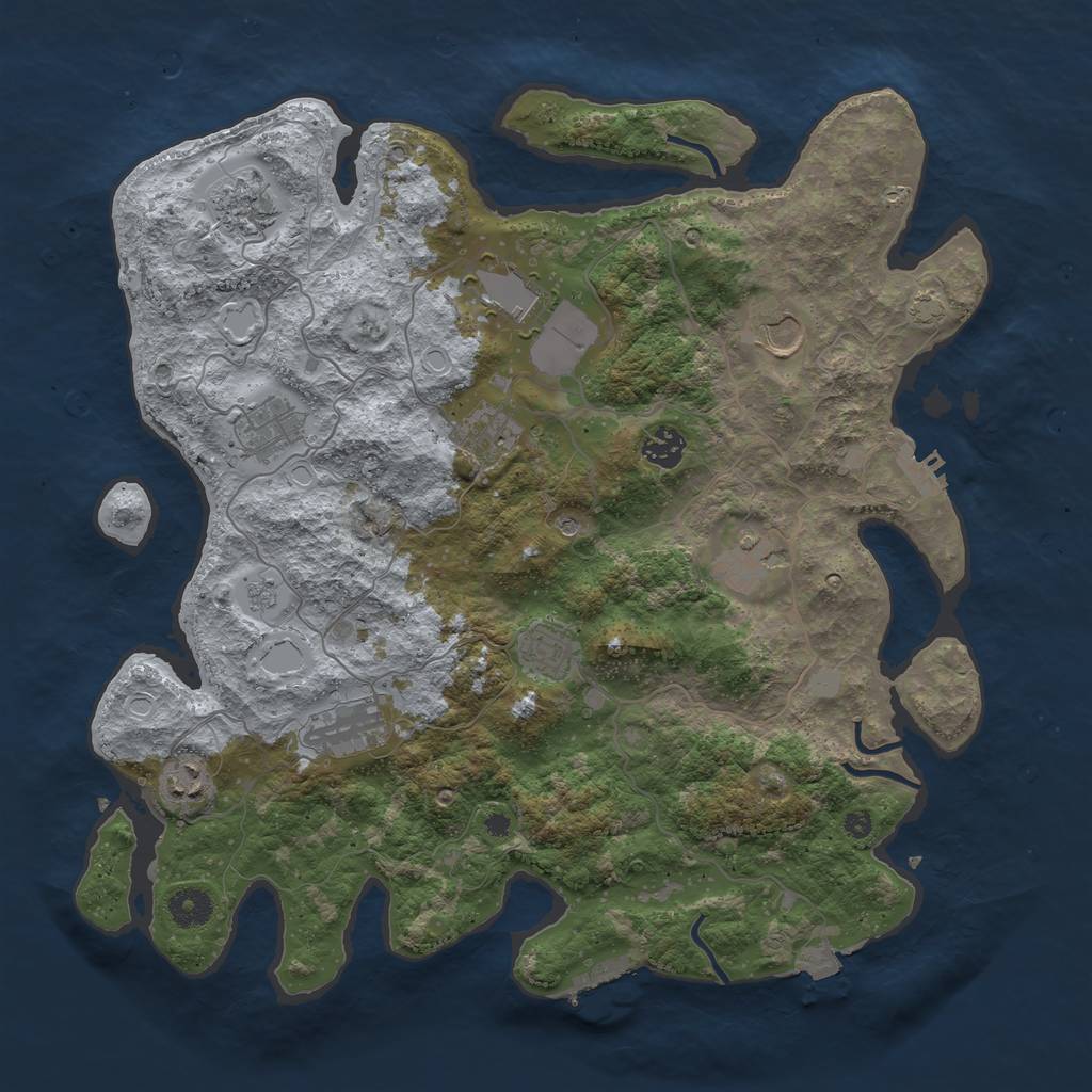 Rust Map: Procedural Map, Size: 3950, Seed: 22467625, 18 Monuments