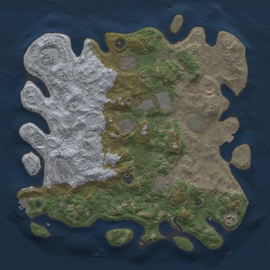 Rust Map: Procedural Map, Size: 4000, Seed: 75685069, 18 Monuments
