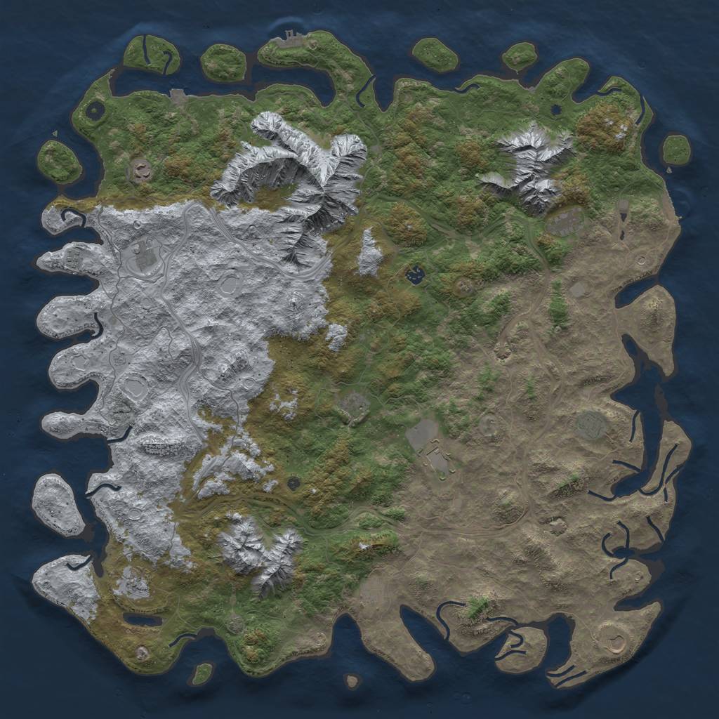 Rust Map: Procedural Map, Size: 6000, Seed: 625503345, 19 Monuments