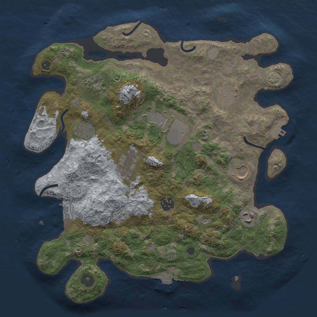 Rust Map: Procedural Map, Size: 3500, Seed: 1660205510, 17 Monuments