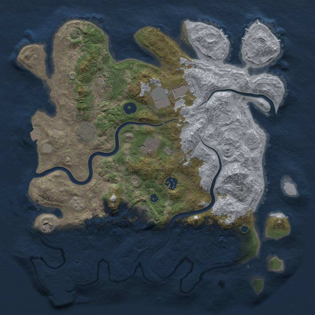 Rust Map: Procedural Map, Size: 3850, Seed: 48012234, 13 Monuments