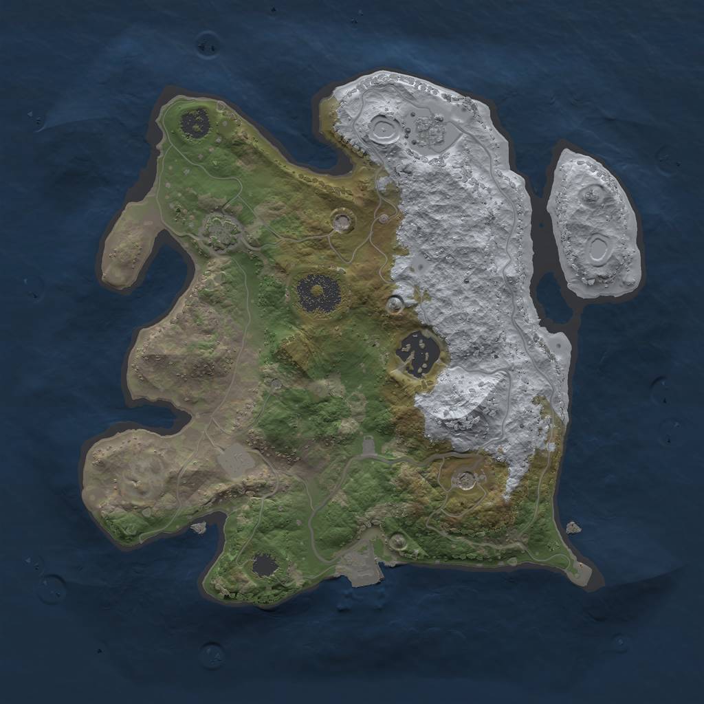 Rust Map: Procedural Map, Size: 2500, Seed: 1992, 7 Monuments