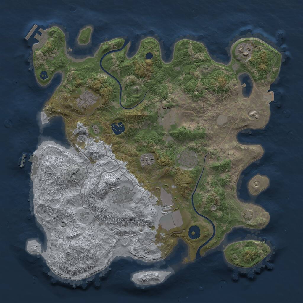 Rust Map: Procedural Map, Size: 3500, Seed: 1501820133, 14 Monuments