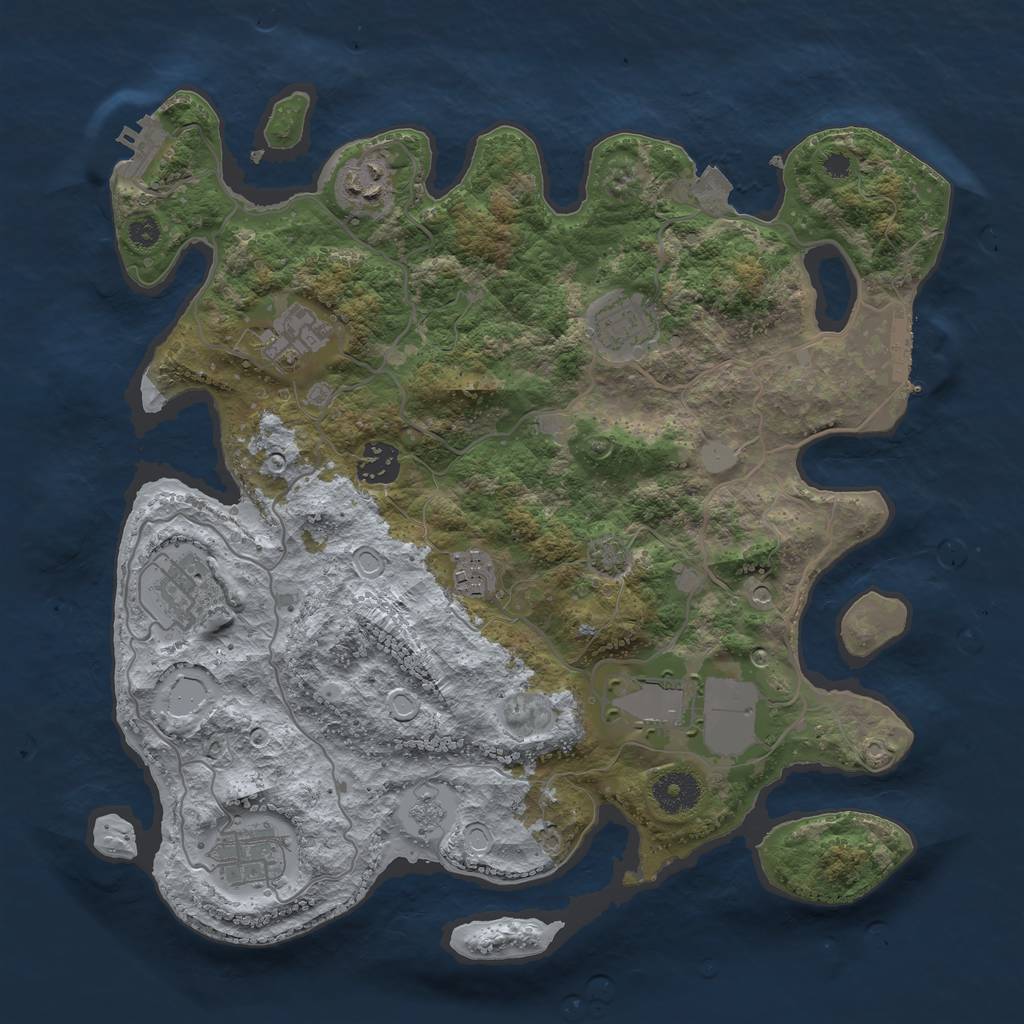 Rust Map: Procedural Map, Size: 3500, Seed: 1501820133, 16 Monuments