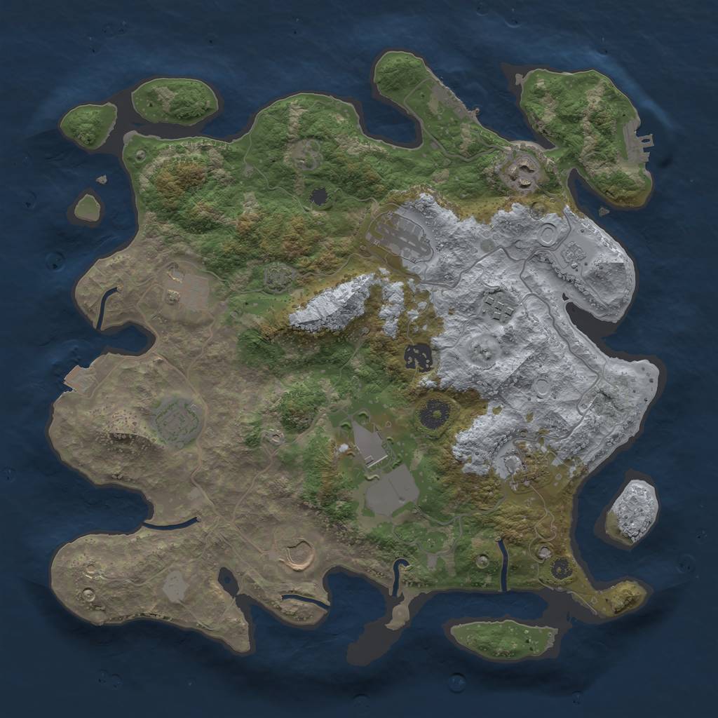 Rust Map: Procedural Map, Size: 3600, Seed: 2081380368, 16 Monuments