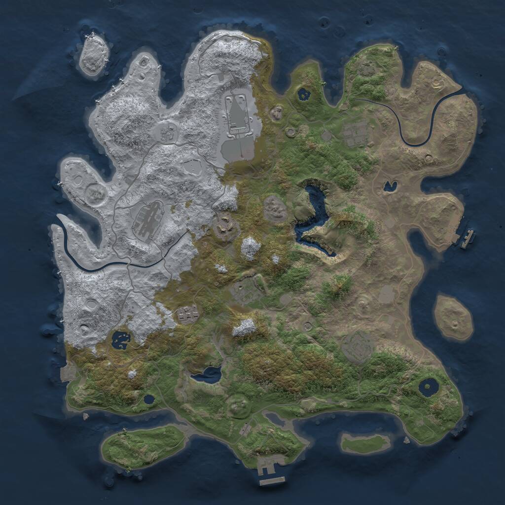 Rust Map: Procedural Map, Size: 4000, Seed: 1654003414, 14 Monuments