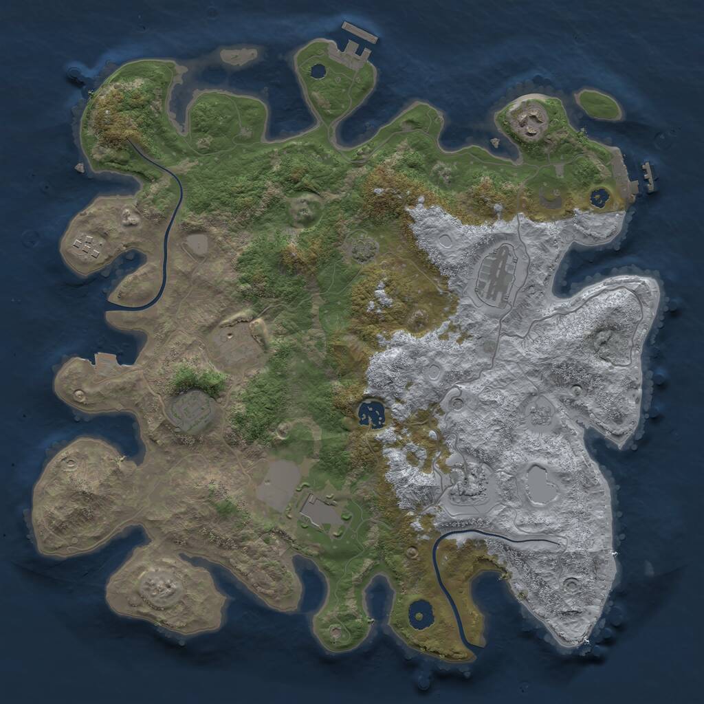 Rust Map: Procedural Map, Size: 3800, Seed: 72807504, 14 Monuments