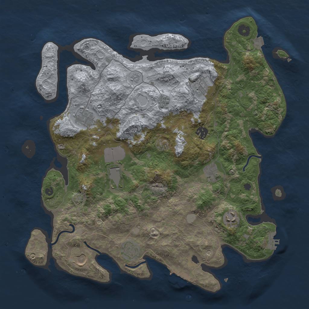 Rust Map: Procedural Map, Size: 3850, Seed: 73194712, 17 Monuments