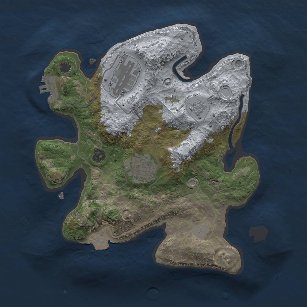 Rust Map: Procedural Map, Size: 2450, Seed: 1372010374, 7 Monuments