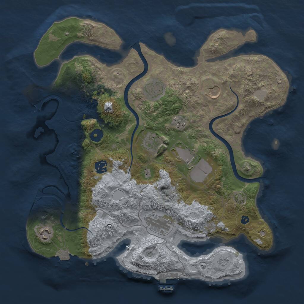 Rust Map: Procedural Map, Size: 3500, Seed: 1834060538, 13 Monuments