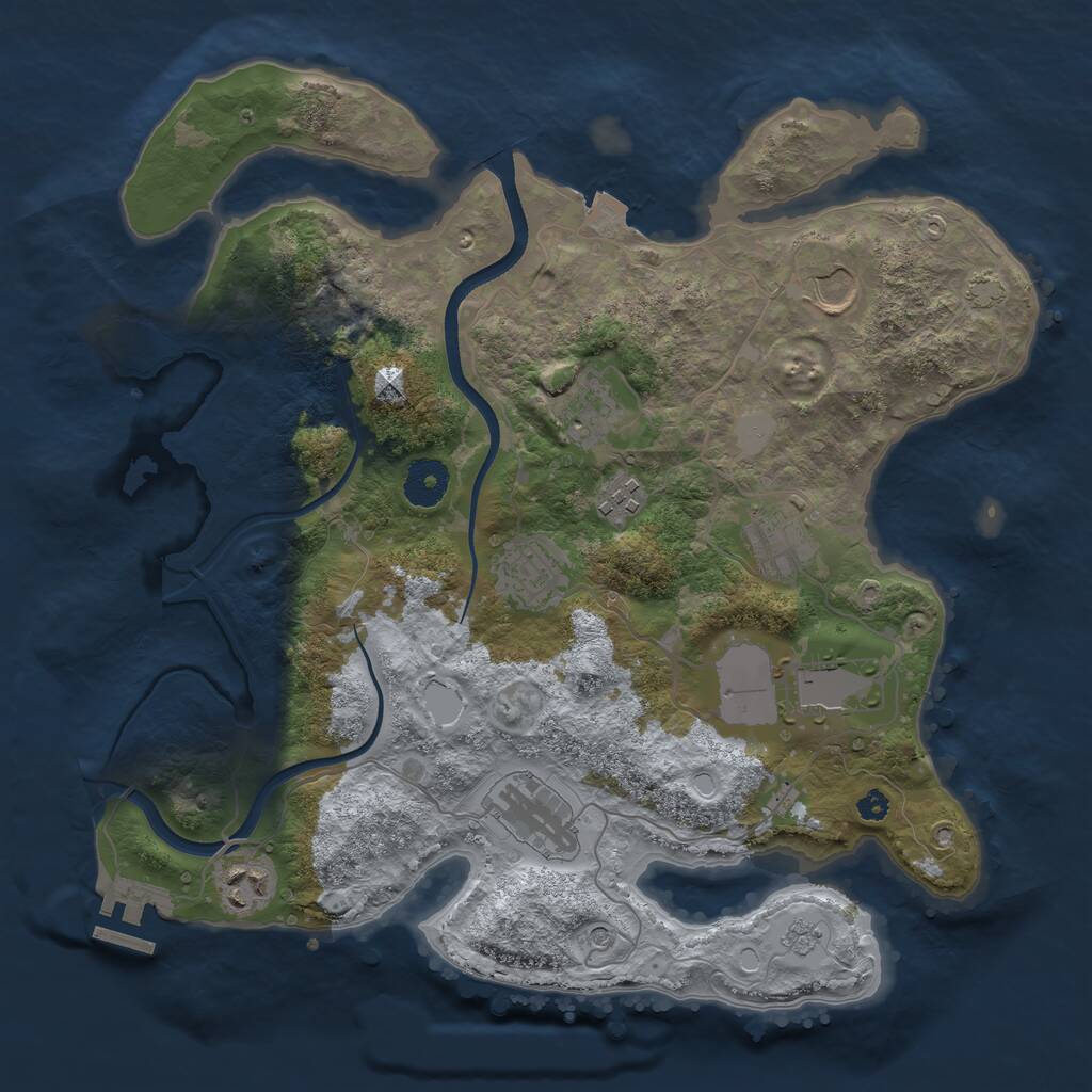 Rust Map: Procedural Map, Size: 3500, Seed: 1834060538, 13 Monuments