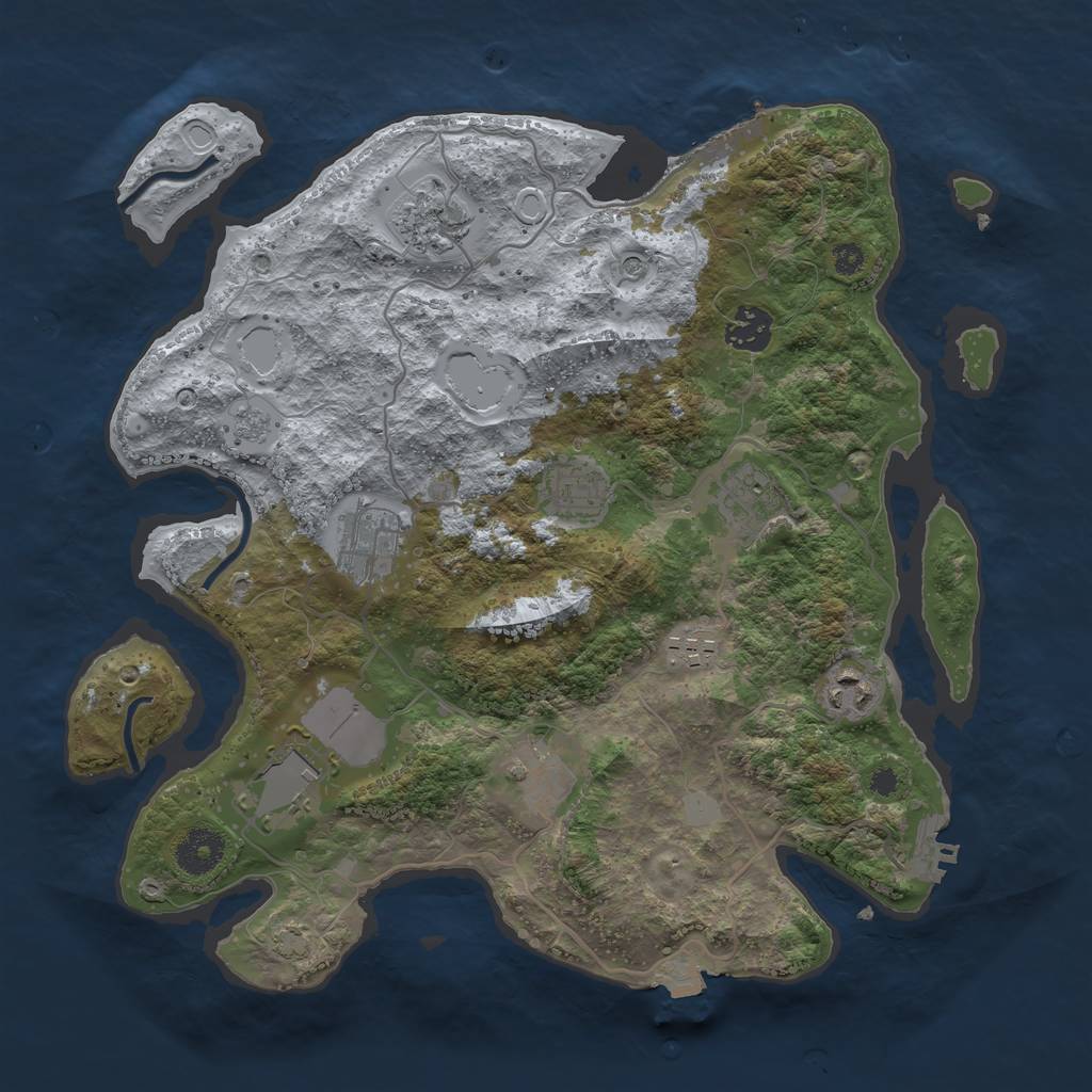 Rust Map: Procedural Map, Size: 3500, Seed: 1779171313, 17 Monuments