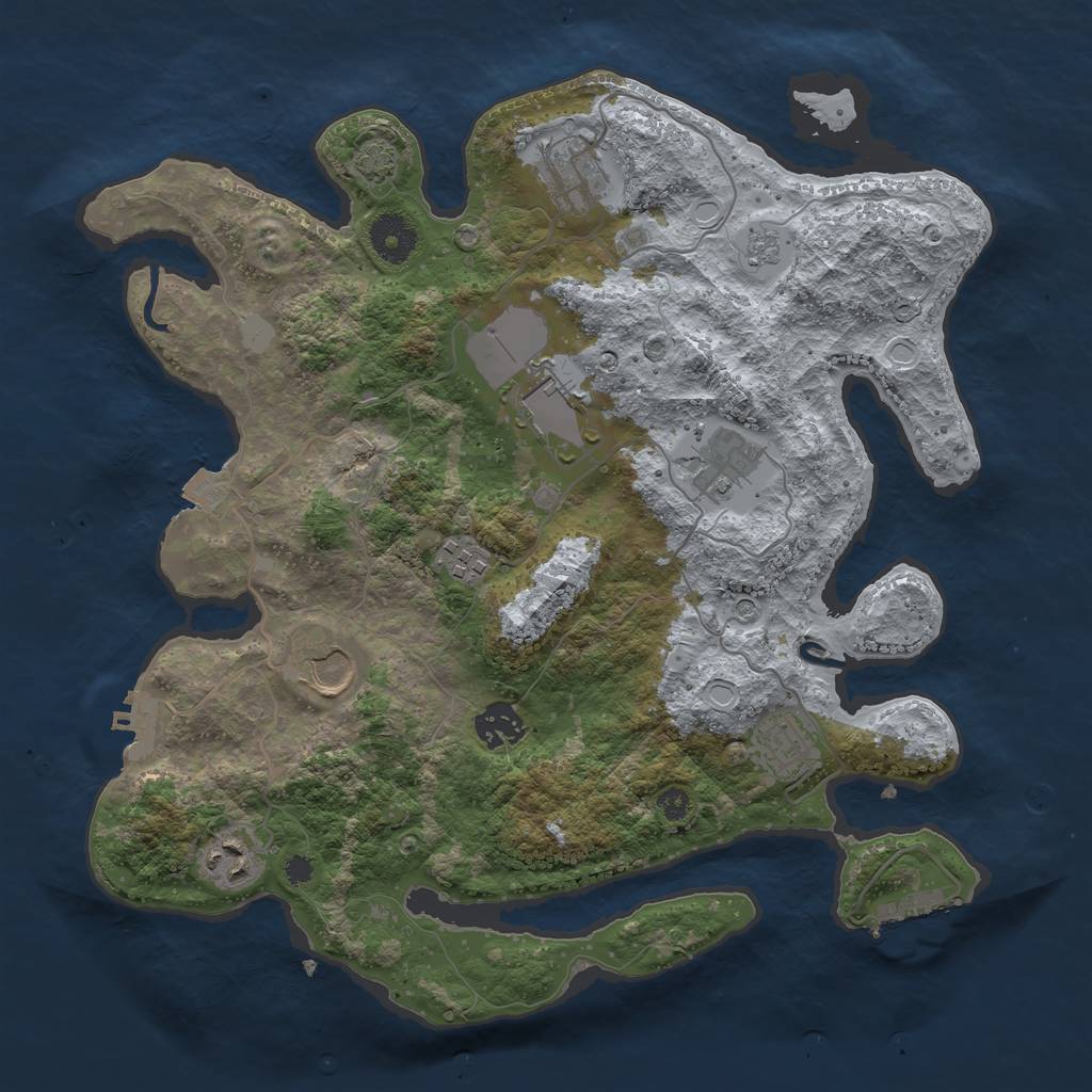 Rust Map: Procedural Map, Size: 3500, Seed: 43886, 16 Monuments
