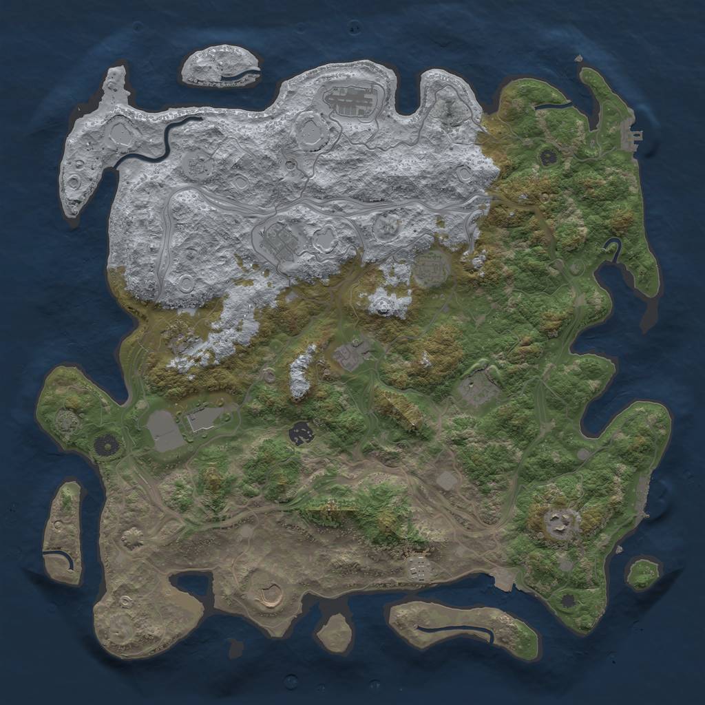 Rust Map: Procedural Map, Size: 4500, Seed: 626985, 19 Monuments