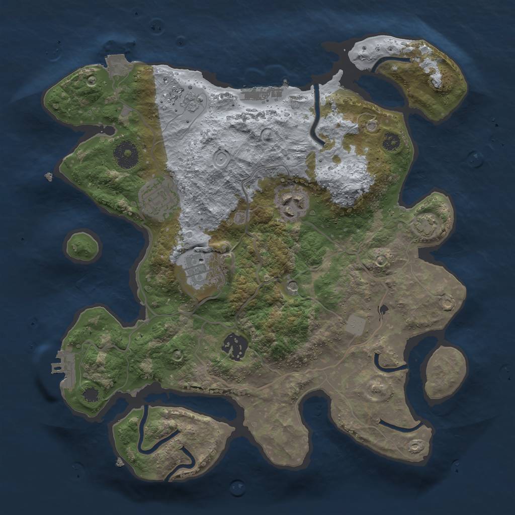 Rust Map: Procedural Map, Size: 3000, Seed: 27311, 12 Monuments