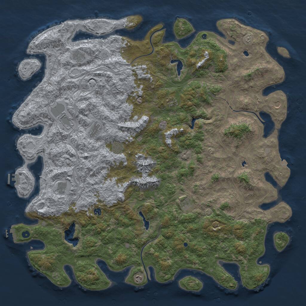 Rust Map: Procedural Map, Size: 6000, Seed: 2052024, 17 Monuments