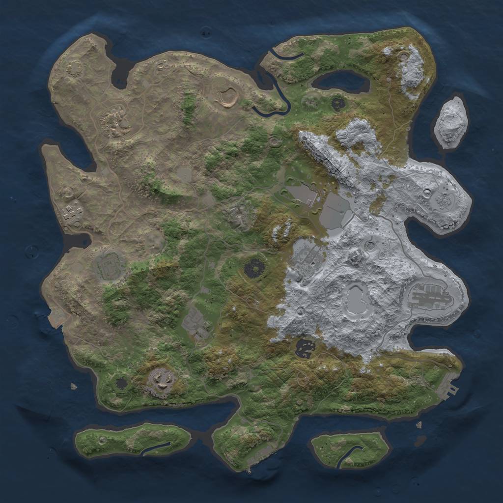 Rust Map: Procedural Map, Size: 3800, Seed: 97348725, 18 Monuments