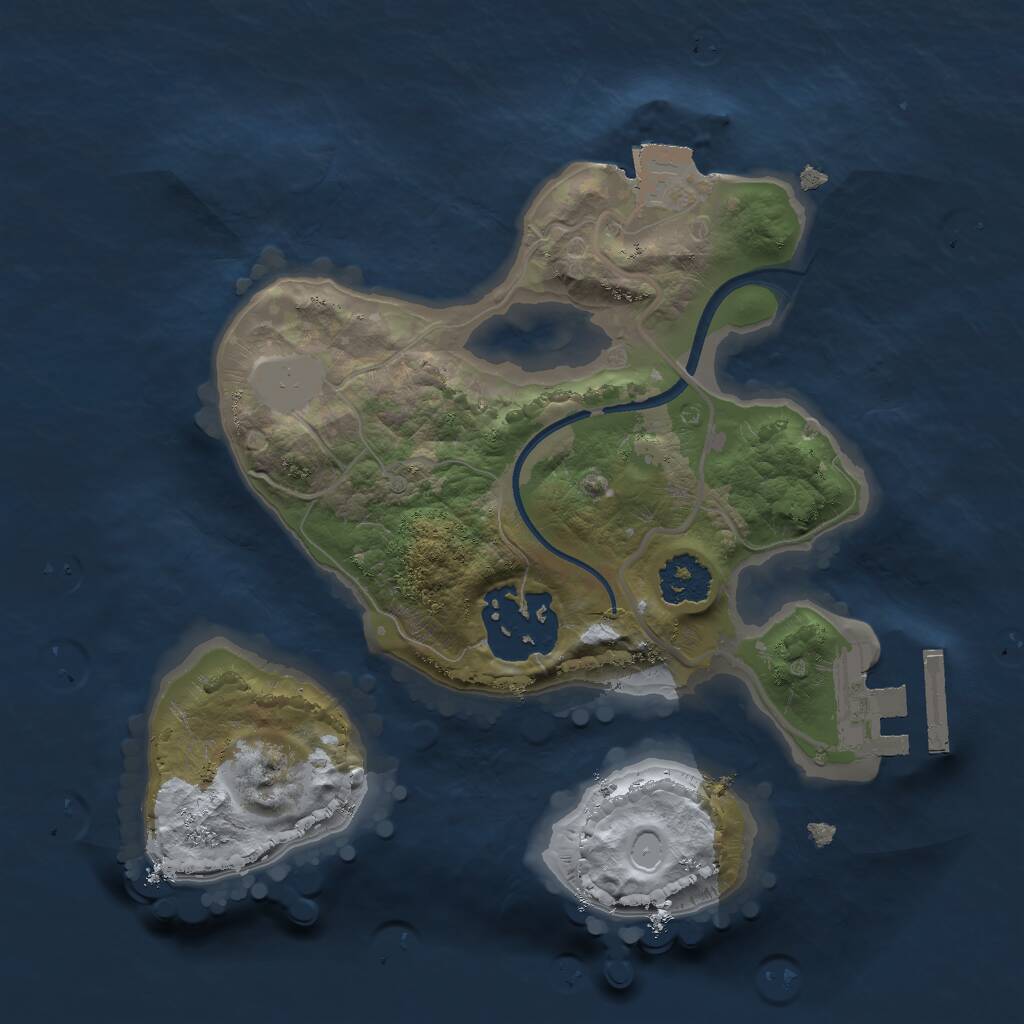 Rust Map: Procedural Map, Size: 2000, Seed: 1271016637, 3 Monuments