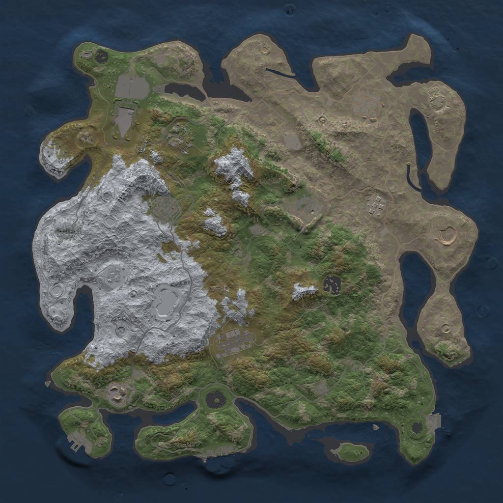 Rust Map: Procedural Map, Size: 4000, Seed: 294011960, 18 Monuments