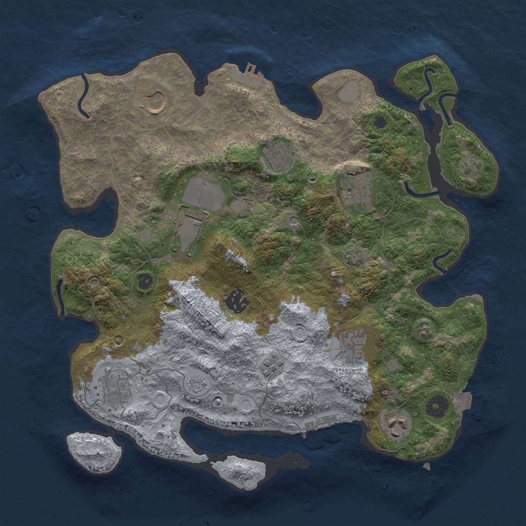 Rust Map: Procedural Map, Size: 3500, Seed: 181974098, 17 Monuments