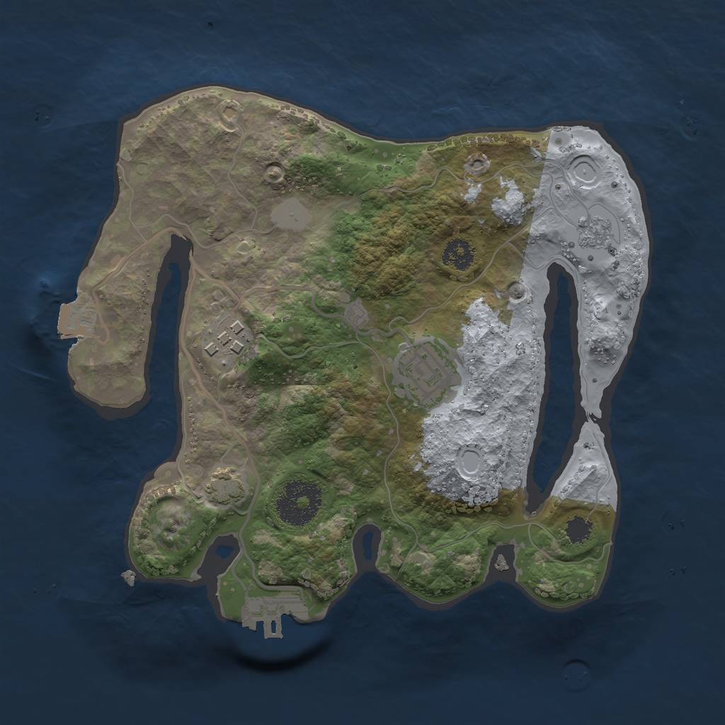 Rust Map: Procedural Map, Size: 2400, Seed: 2106226599, 8 Monuments