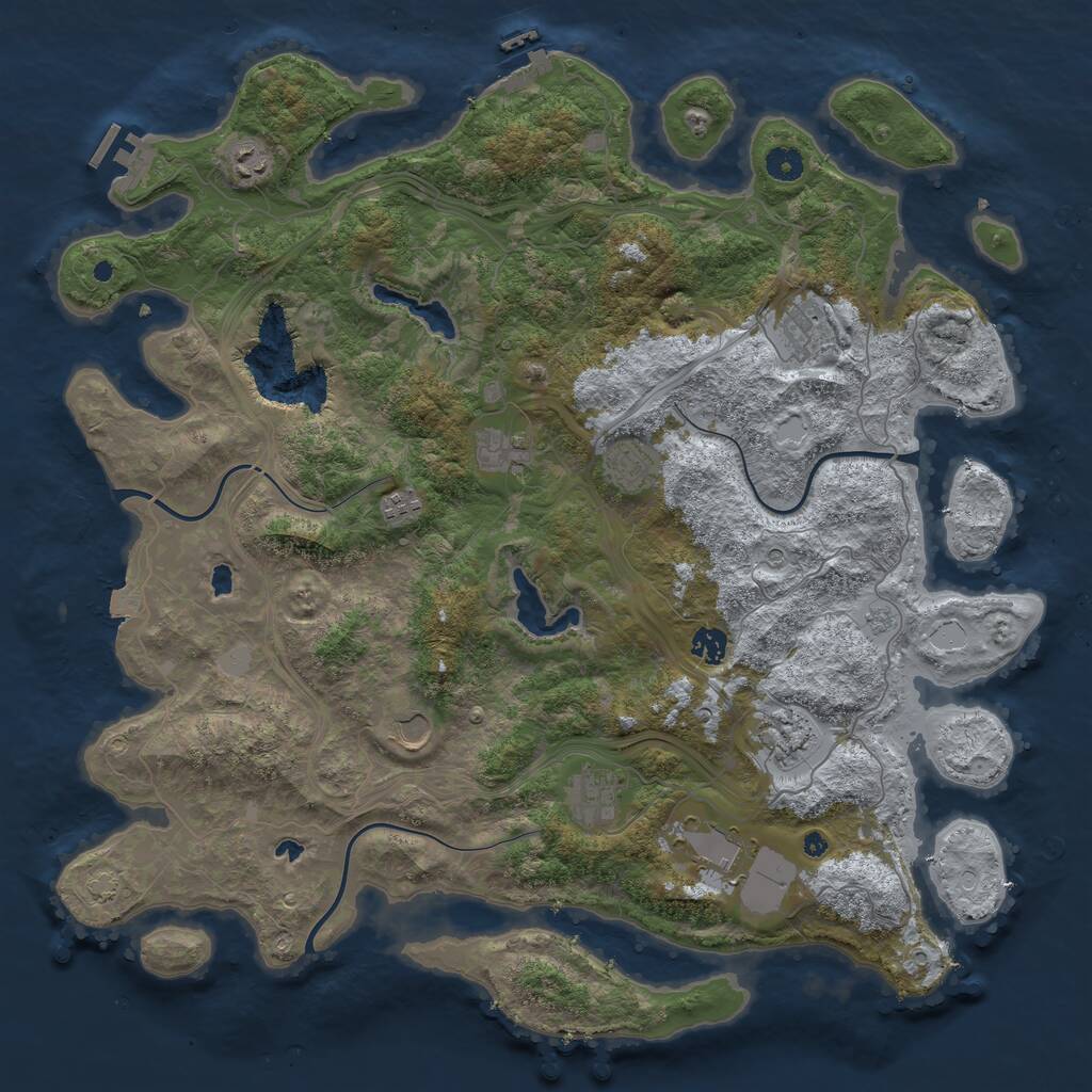 Rust Map: Procedural Map, Size: 4500, Seed: 580684522, 16 Monuments