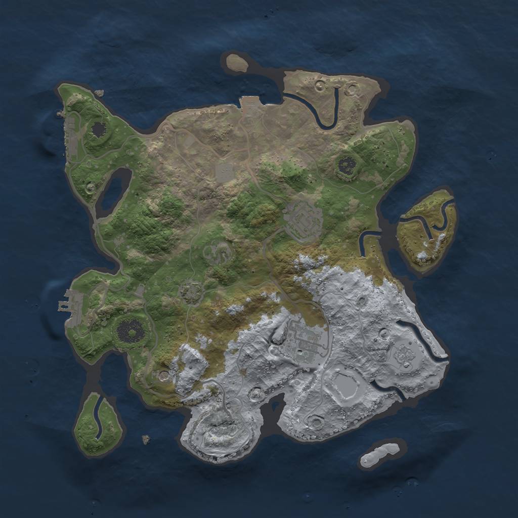Rust Map: Procedural Map, Size: 3000, Seed: 11006, 10 Monuments