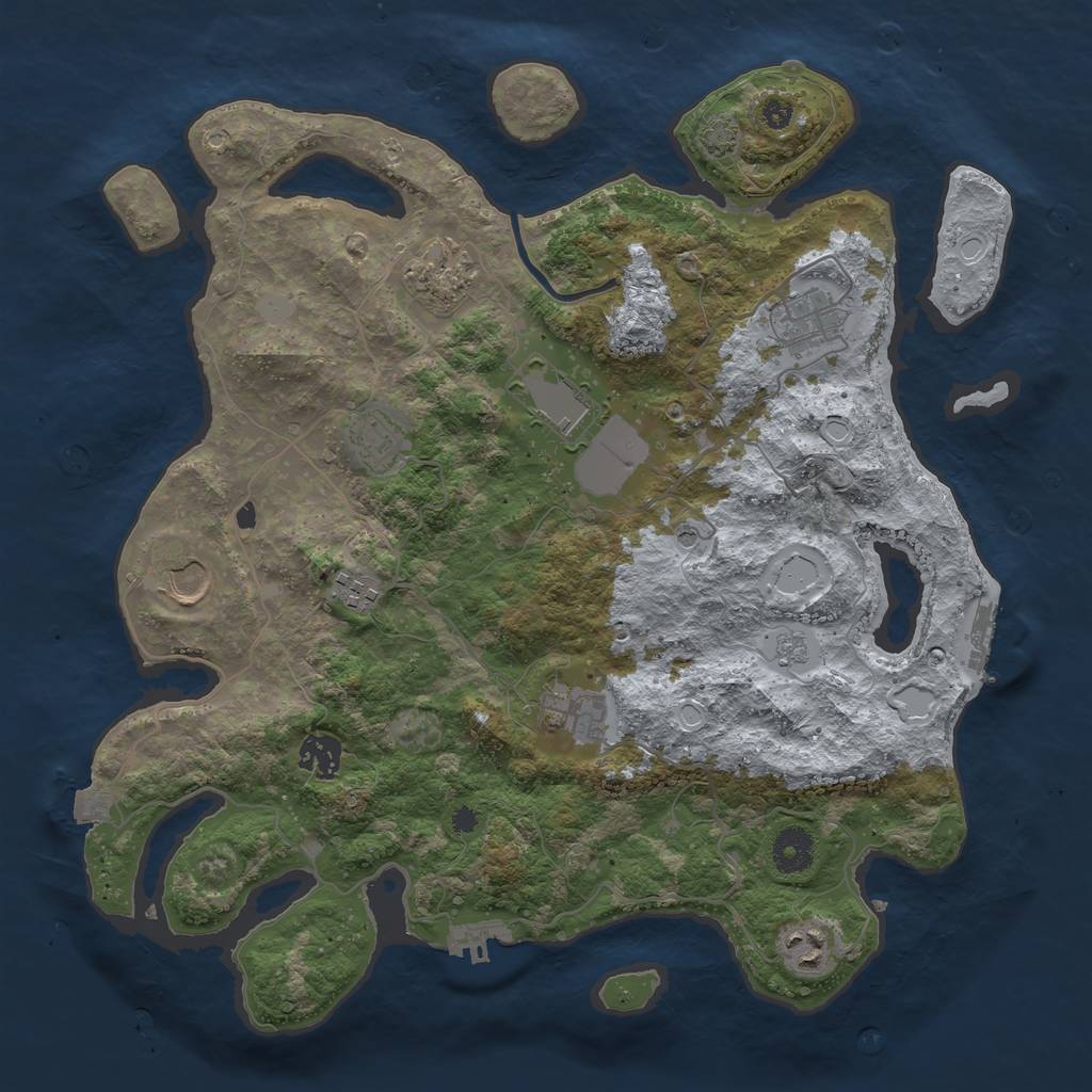 Rust Map: Procedural Map, Size: 3700, Seed: 333689722, 17 Monuments