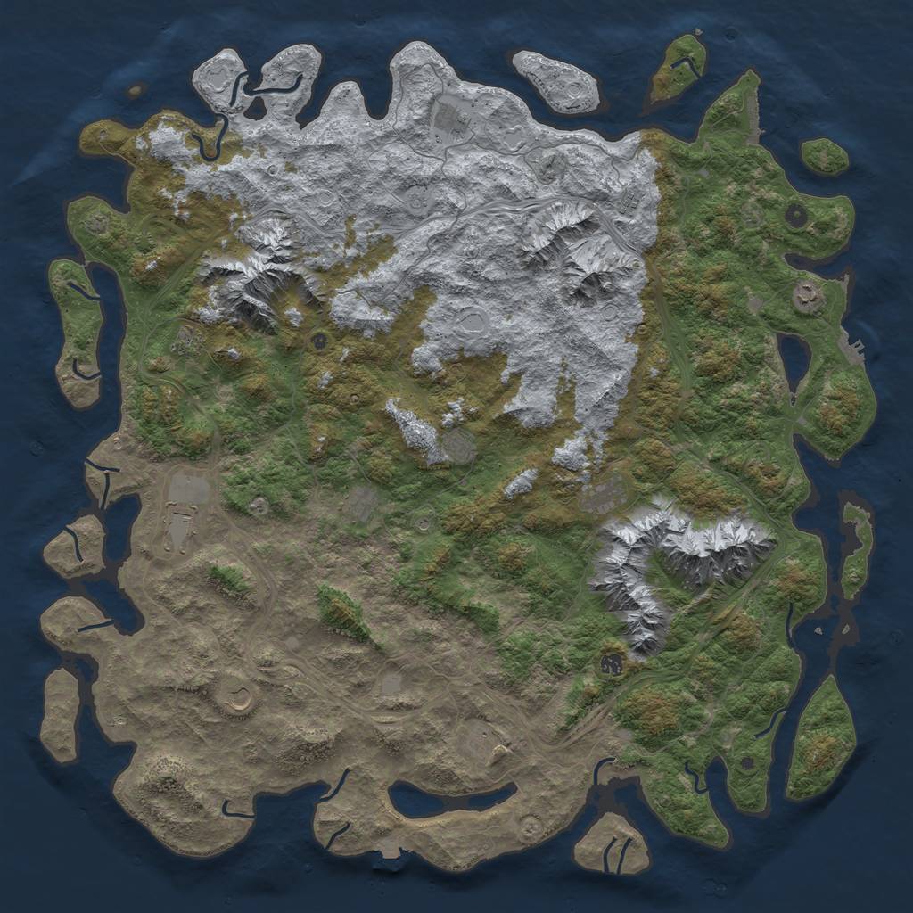 Rust Map: Procedural Map, Size: 6000, Seed: 1810539833, 19 Monuments