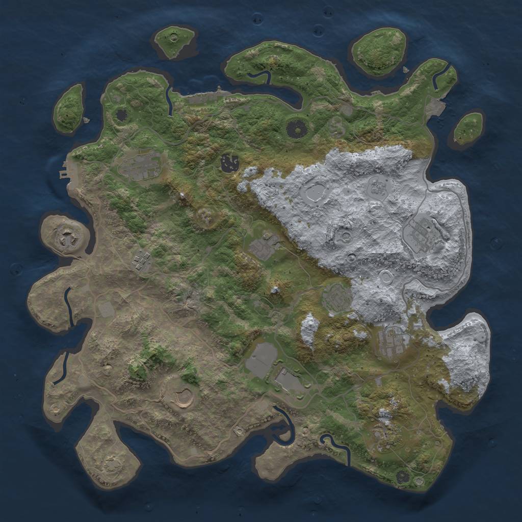Rust Map: Procedural Map, Size: 4001, Seed: 1111, 19 Monuments