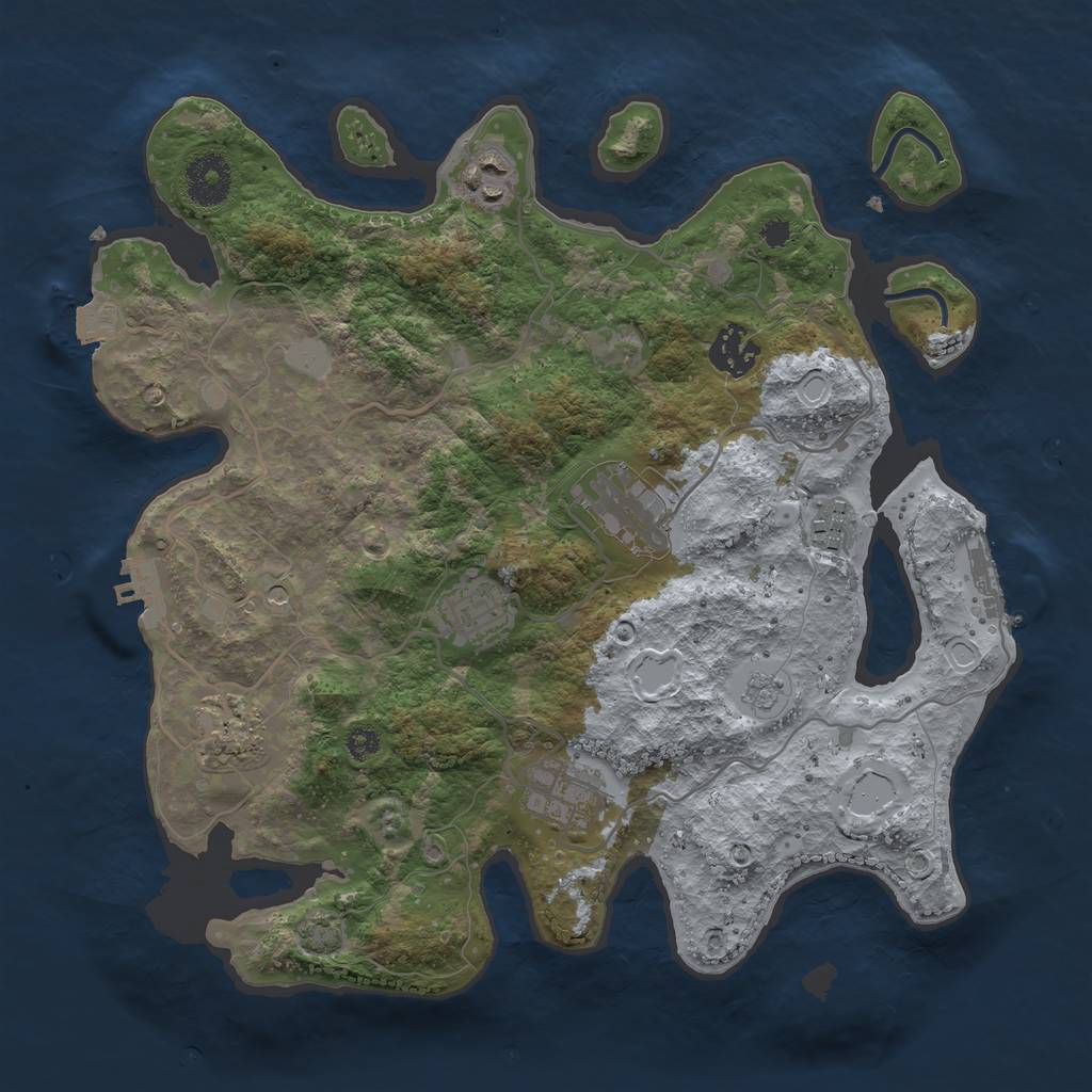 Rust Map: Procedural Map, Size: 3300, Seed: 1970133606, 15 Monuments