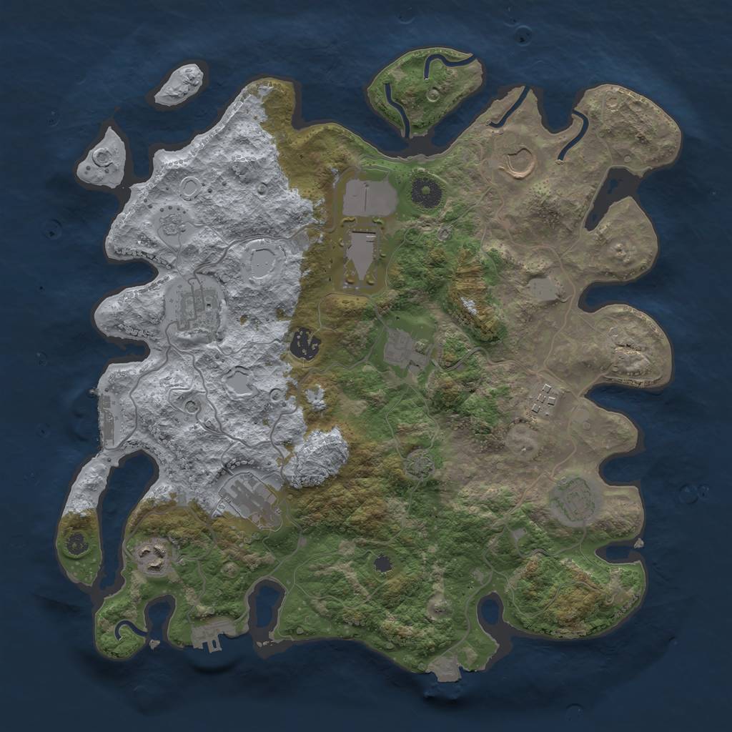 Rust Map: Procedural Map, Size: 3600, Seed: 1836497837, 17 Monuments