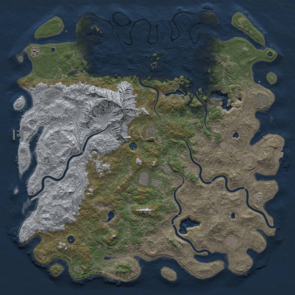 Rust Map: Procedural Map, Size: 6000, Seed: 723147, 17 Monuments