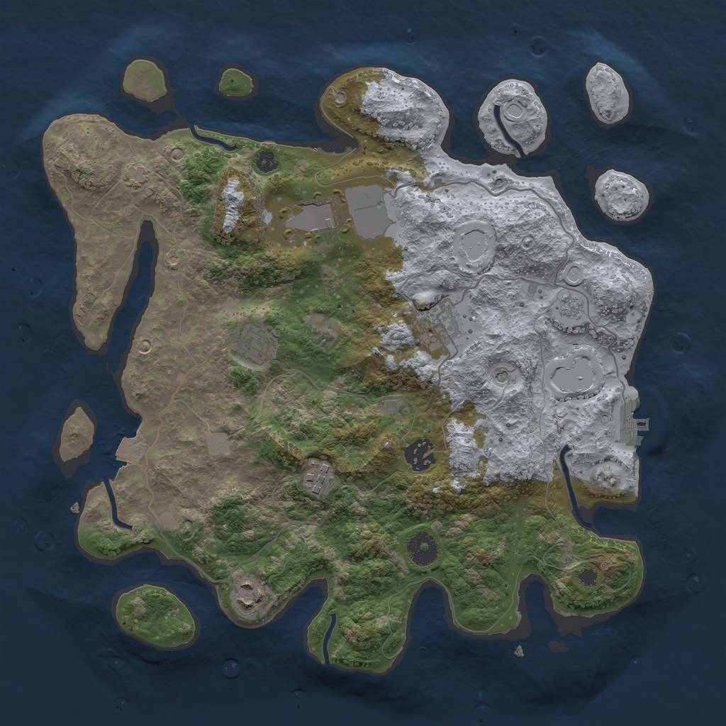 Rust Map: Procedural Map, Size: 3500, Seed: 616123, 13 Monuments