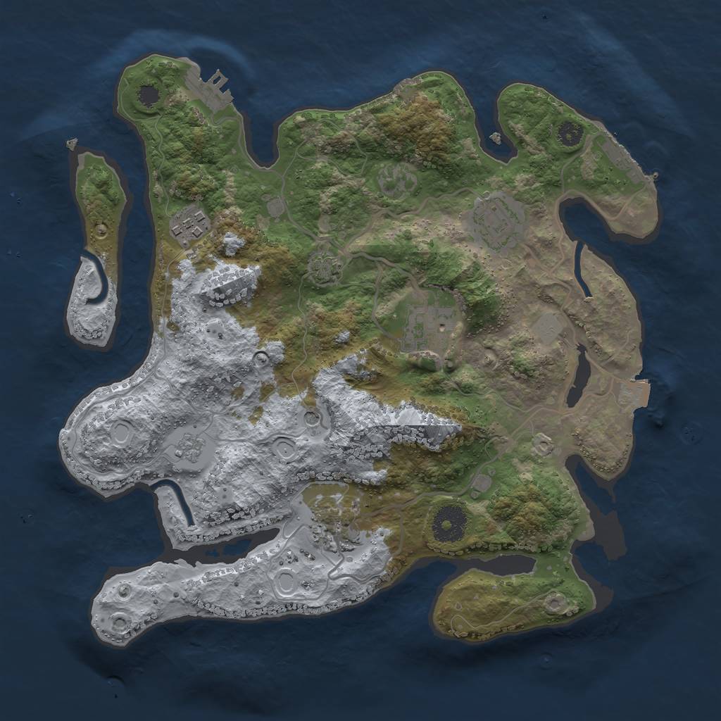 Rust Map: Procedural Map, Size: 3000, Seed: 4843987, 12 Monuments
