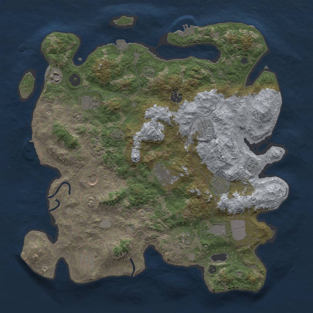 Rust Map: Procedural Map, Size: 4000, Seed: 625752059, 19 Monuments