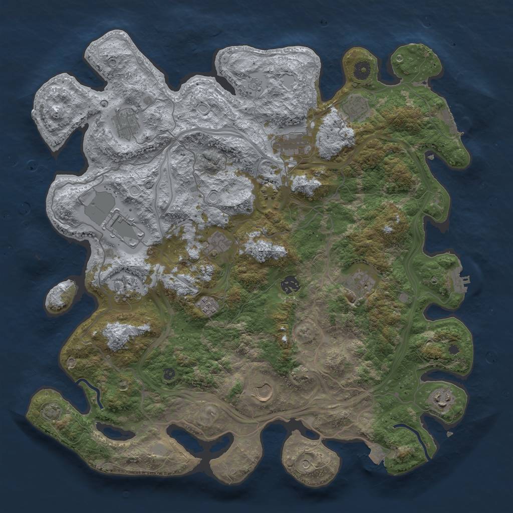 Rust Map: Procedural Map, Size: 4250, Seed: 1970424236, 19 Monuments