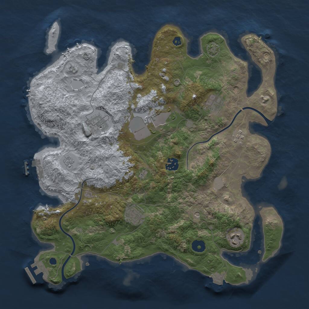 Rust Map: Procedural Map, Size: 3500, Seed: 1282383751, 13 Monuments