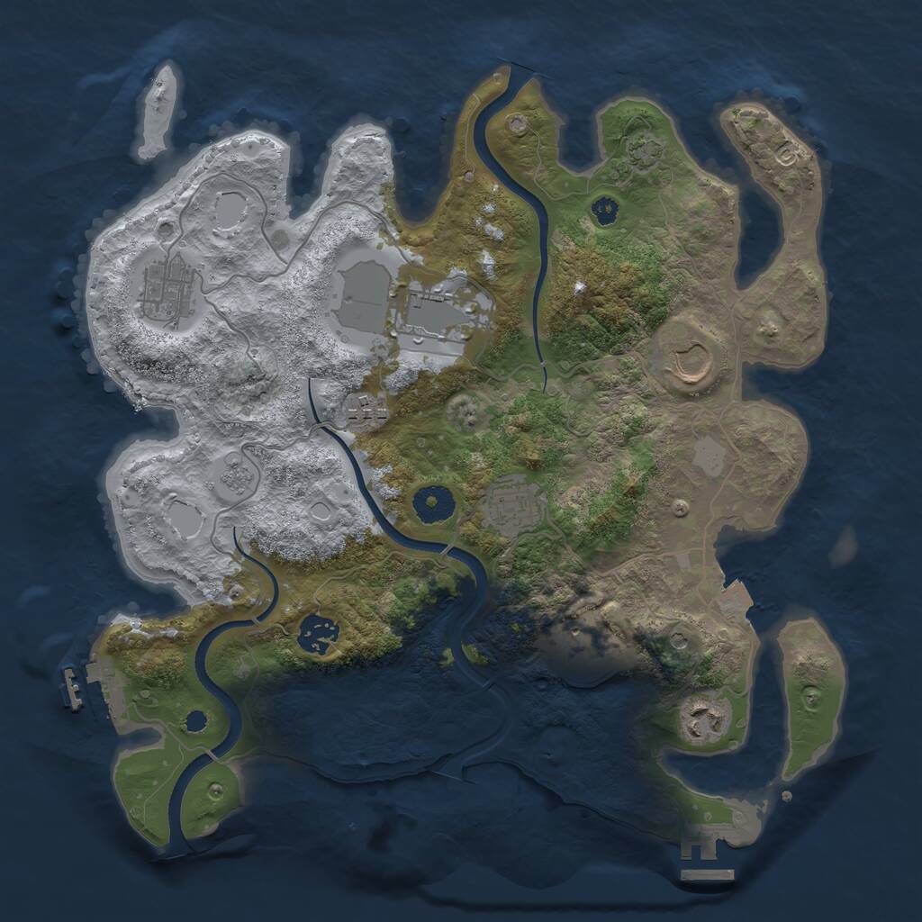 Rust Map: Procedural Map, Size: 3500, Seed: 1282383751, 14 Monuments