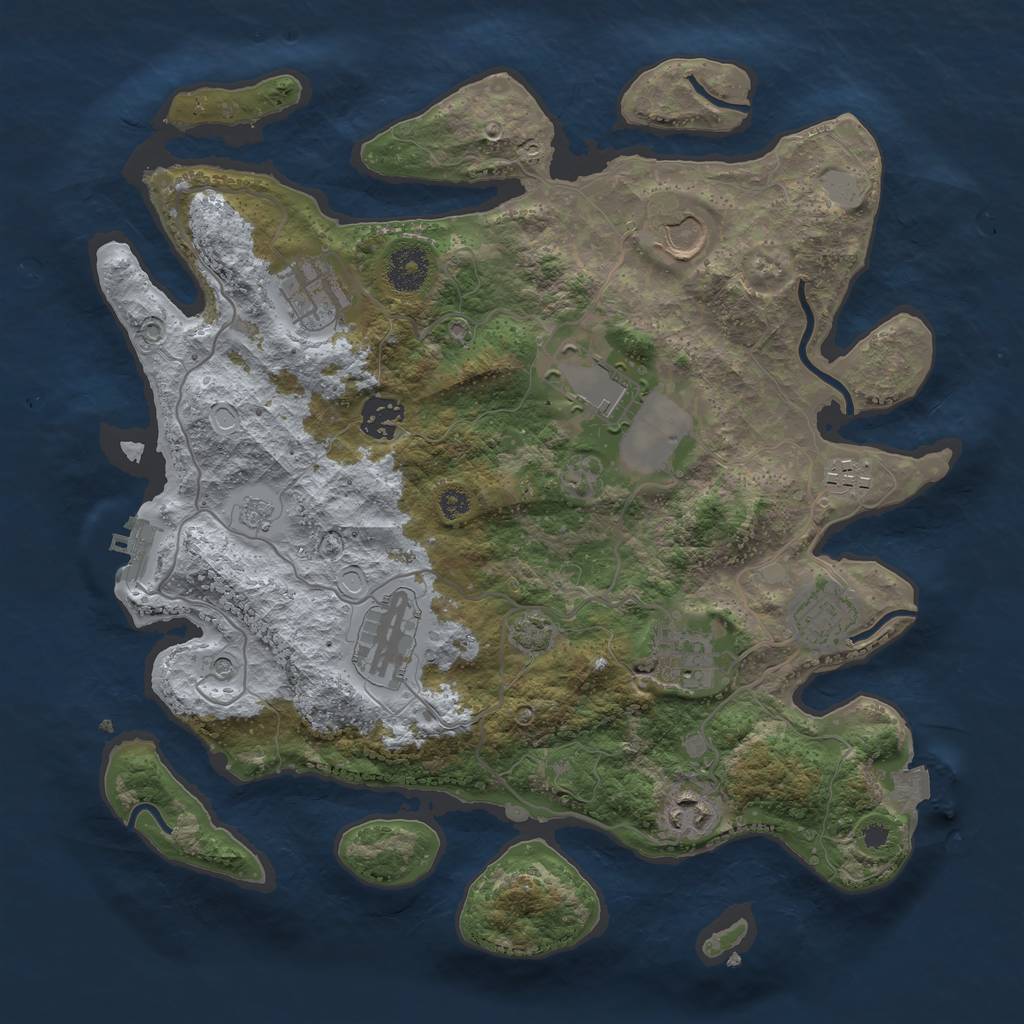 Rust Map: Procedural Map, Size: 3500, Seed: 835495268, 16 Monuments