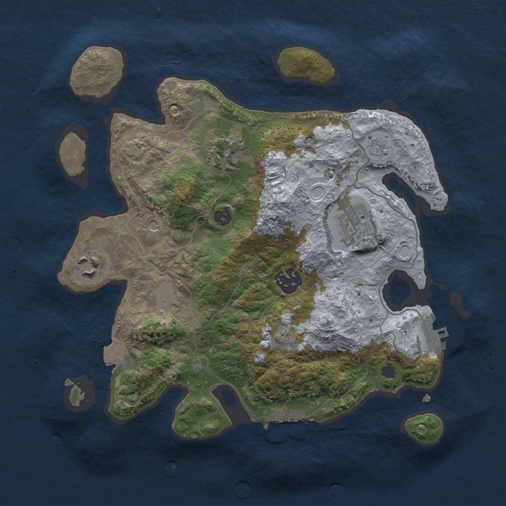 Rust Map: Procedural Map, Size: 3000, Seed: 1950095712, 12 Monuments