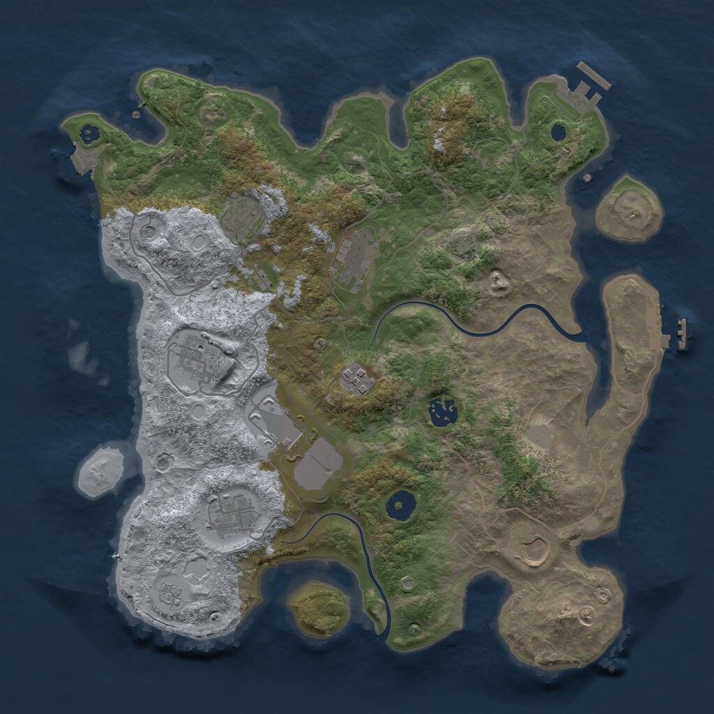 Rust Map: Procedural Map, Size: 3650, Seed: 100, 14 Monuments