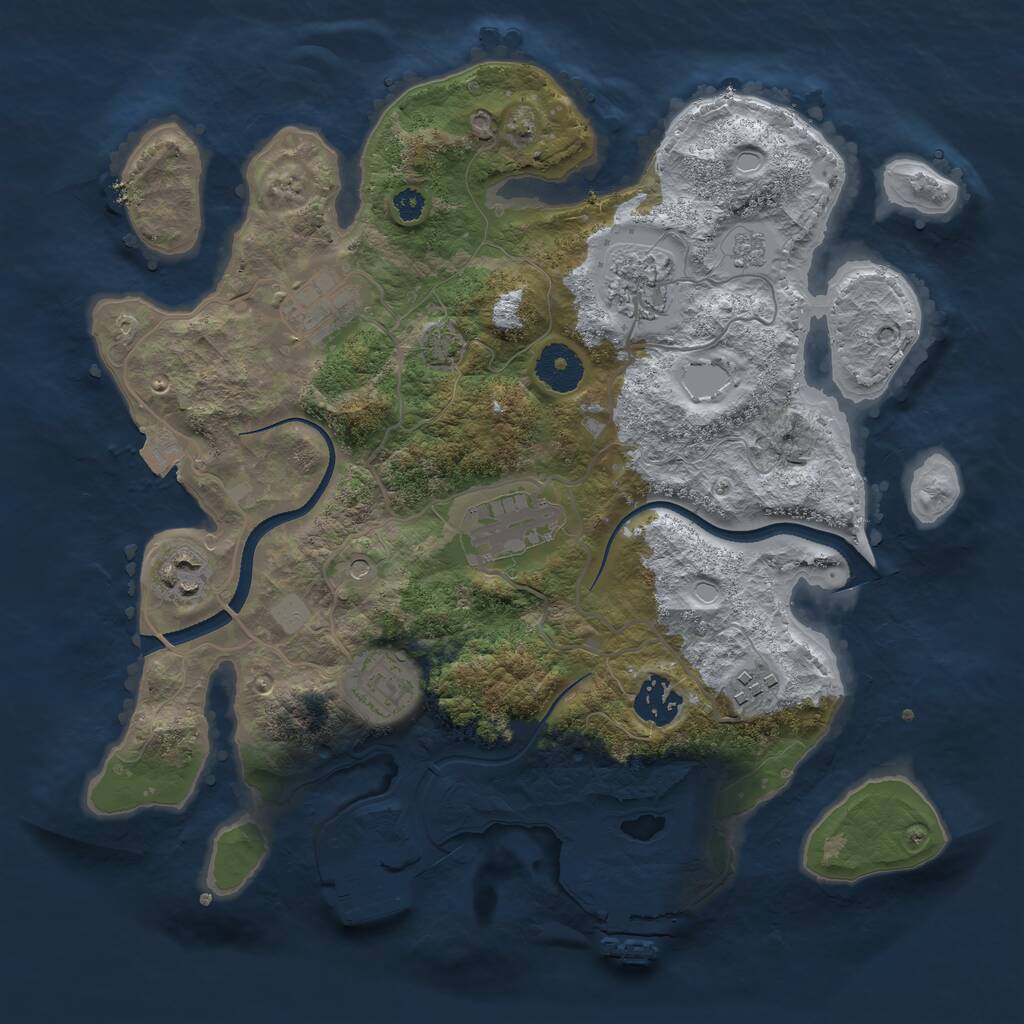 Rust Map: Procedural Map, Size: 3300, Seed: 282038844, 13 Monuments