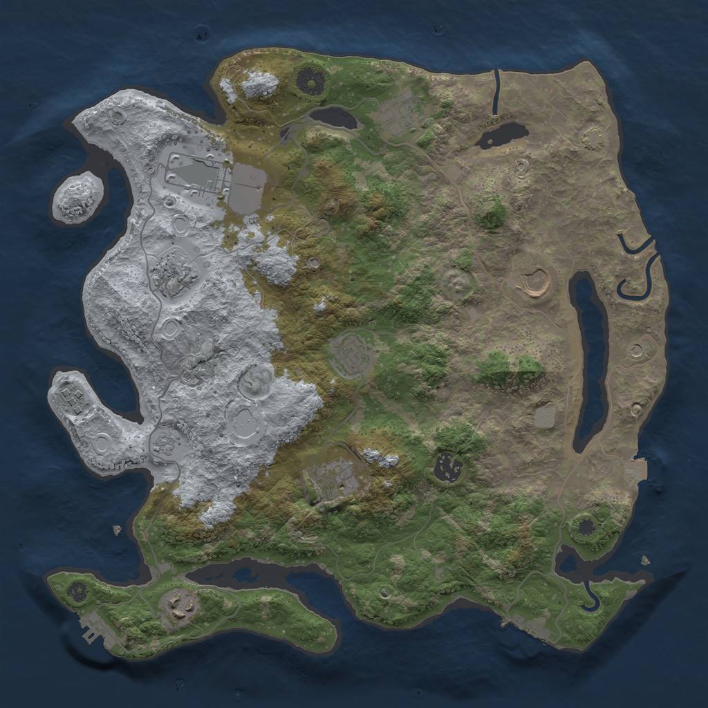 Rust Map: Procedural Map, Size: 3719, Seed: 1441133105, 17 Monuments