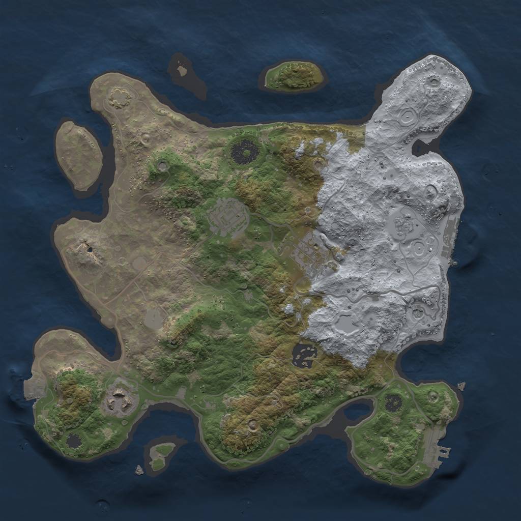 Rust Map: Procedural Map, Size: 3000, Seed: 7645565, 12 Monuments